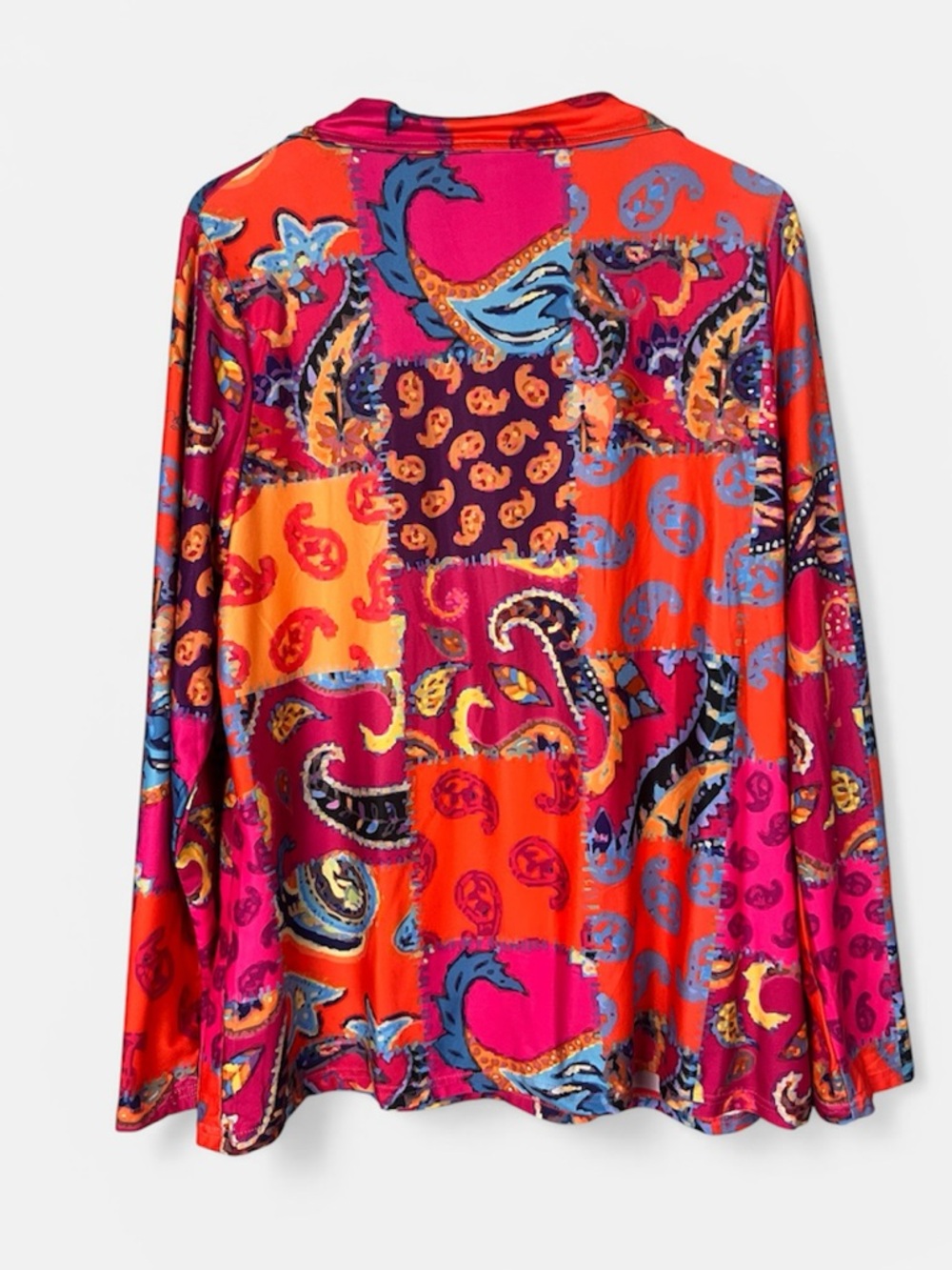 Bright and Bold Art-to-Wear Pullover Top V Neck - Picture 2 of 3